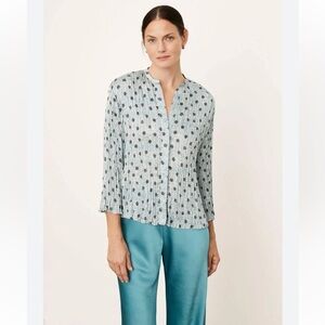 Vince Pullover Crinkle Floral Blouse blue Xs